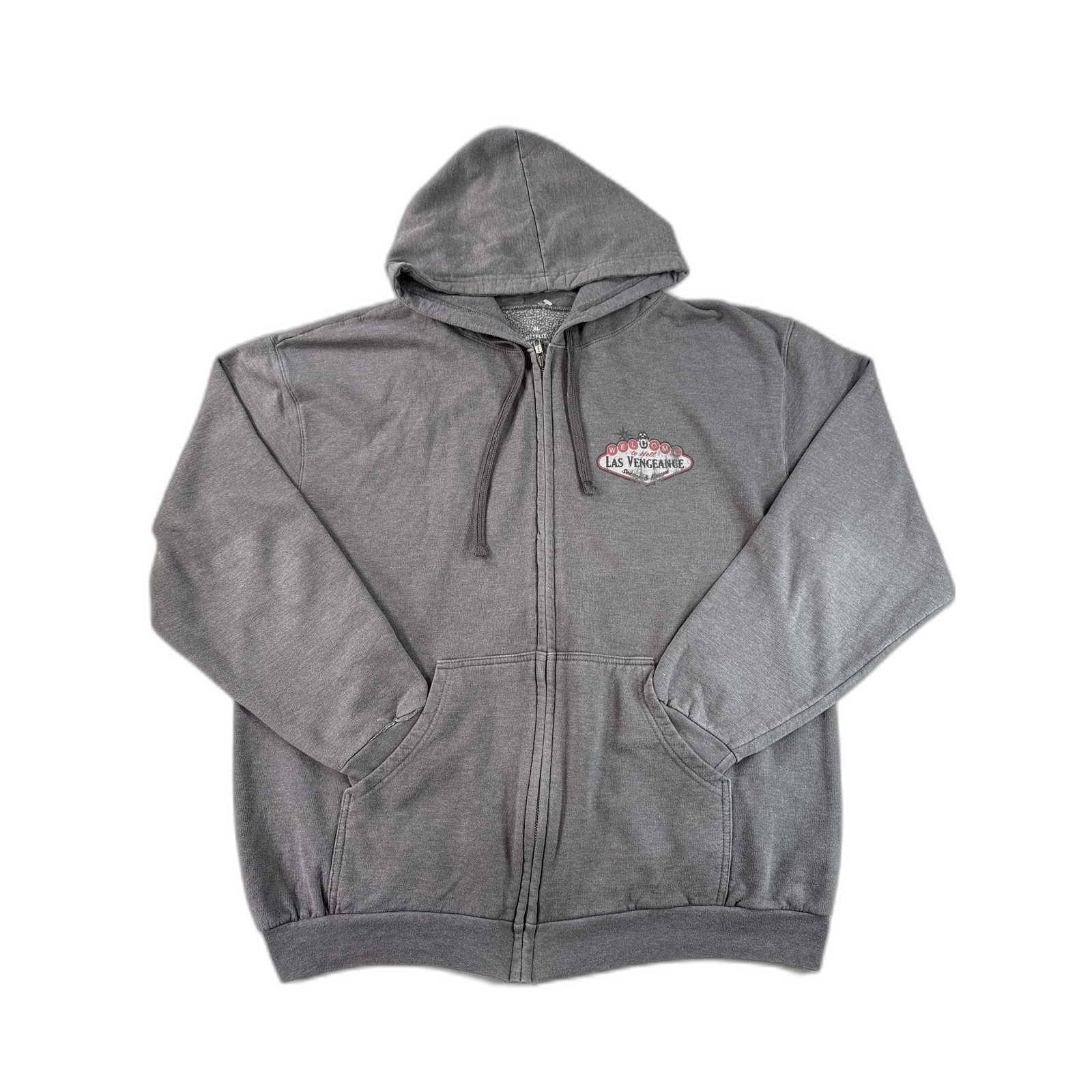 Netflix Army Dead Las Vengeance Streetwear Zip Hoodie Xl Gray Cotton Graphic Men